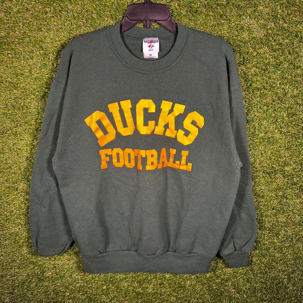 Vintage Jerzees Ducks Football Sweatshirt Green 90s Crewneck Size L USA Made
